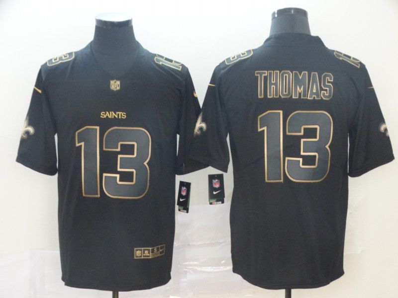 Men New Orleans Saints 13 Thomas Nike Vapor Limited Black Golden NFL Jerseys